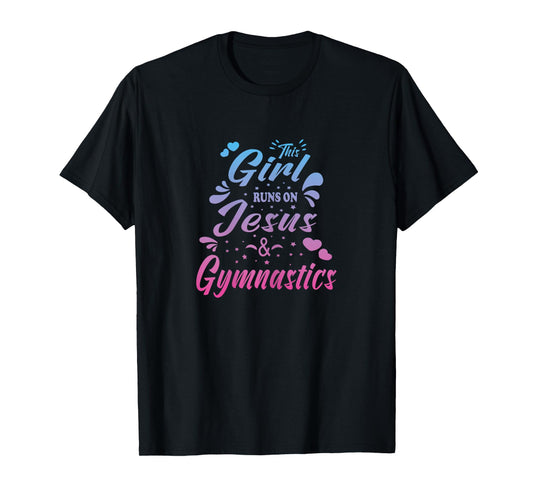 This Girl Runs On Jesus And Gymnastics Christian Women Kid T-Shirt