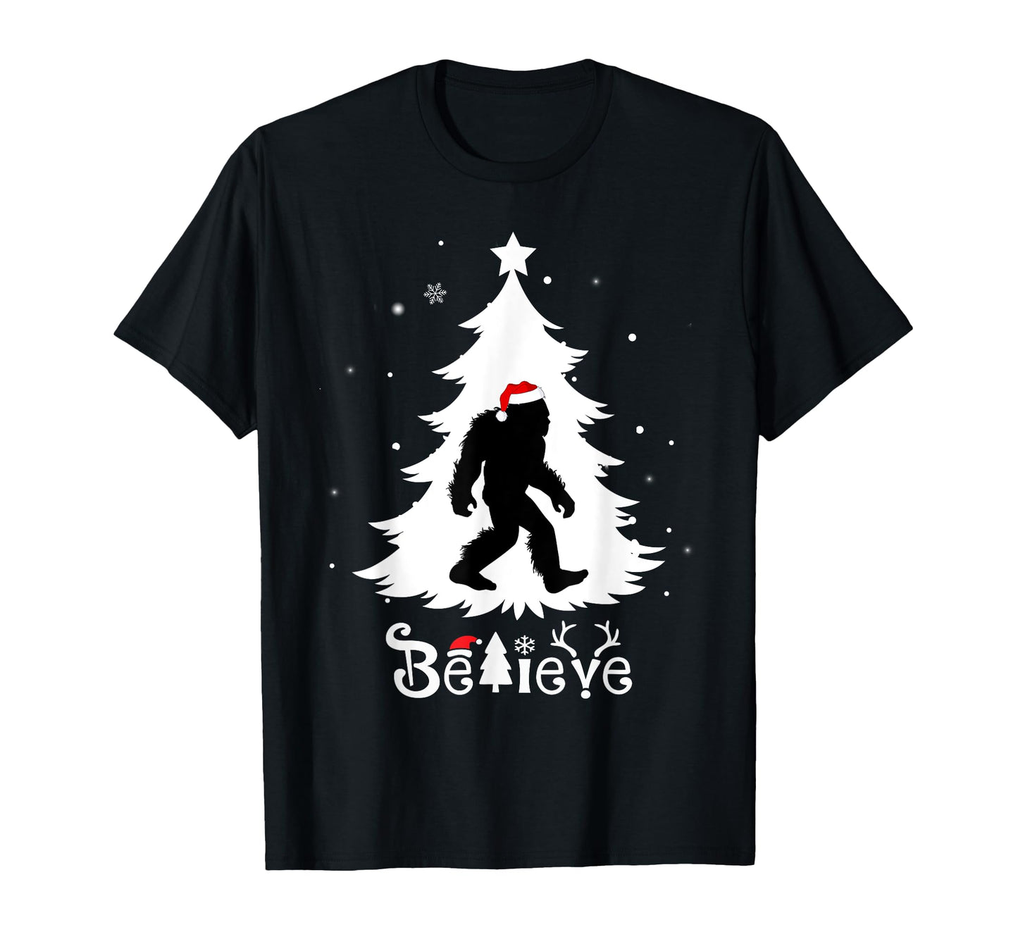 Skunk Ape Christmas Believe Santa Hat Bigfoot Xmas T-Shirt