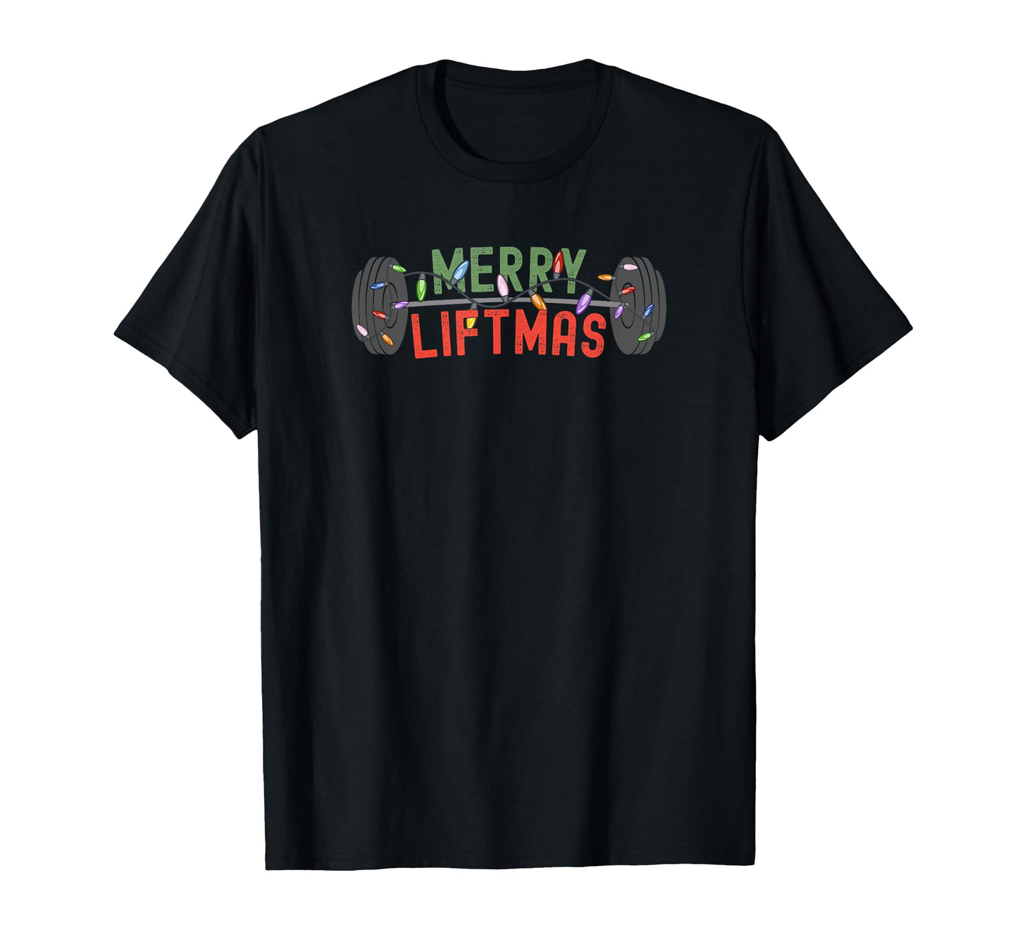 Merry Liftmas - Funny Weightlifter, Weightlifting, Weights T-Shirt
