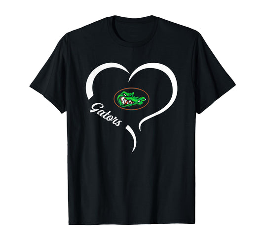 Lakeview Gators Logo Half Heart Slogan HS T-Shirt