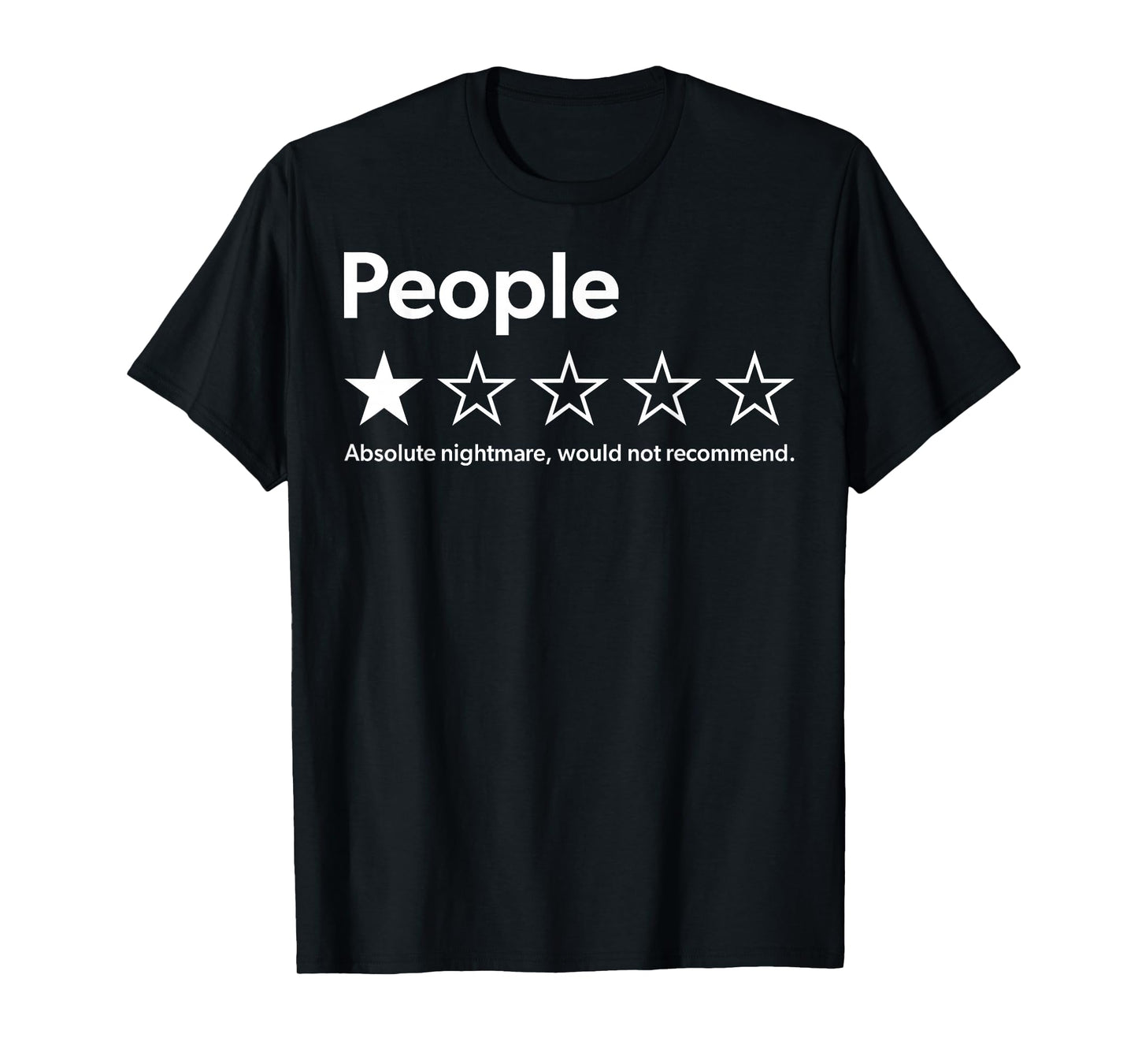 Funny People Rating Tee Shirt - Unisex Adults - Black - Small - Short Sleeve - Crew Neck - Retro - Polyester - T-Shirt - Letter Print - Lightweight, Classic fit, Zipper closure