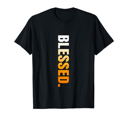 Orange Blessed. Vertical Orange Color Graphic T-Shirt