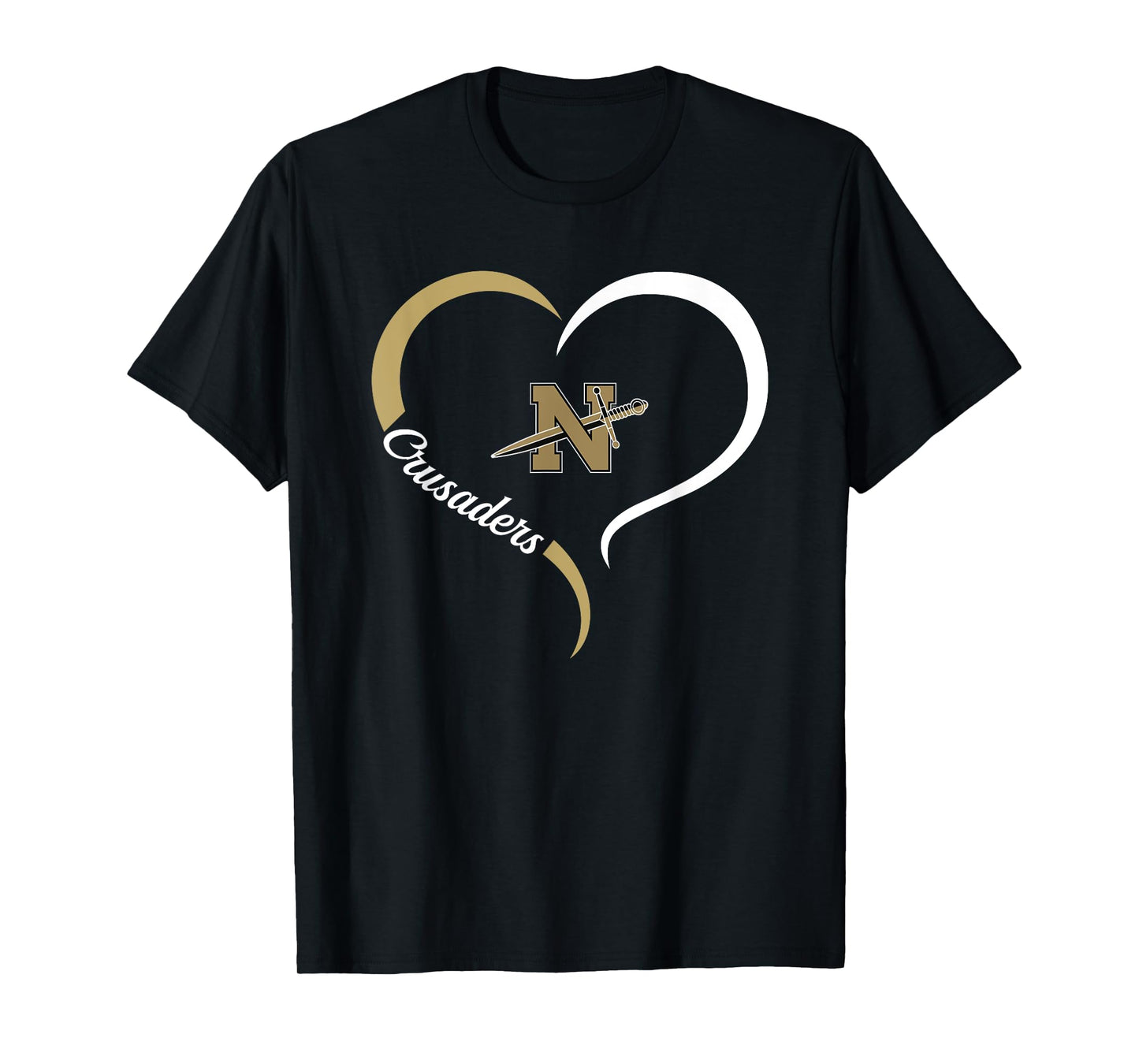 L'Anse Creuse North Crusaders Logo Half Heart Slogan HS T-Shirt