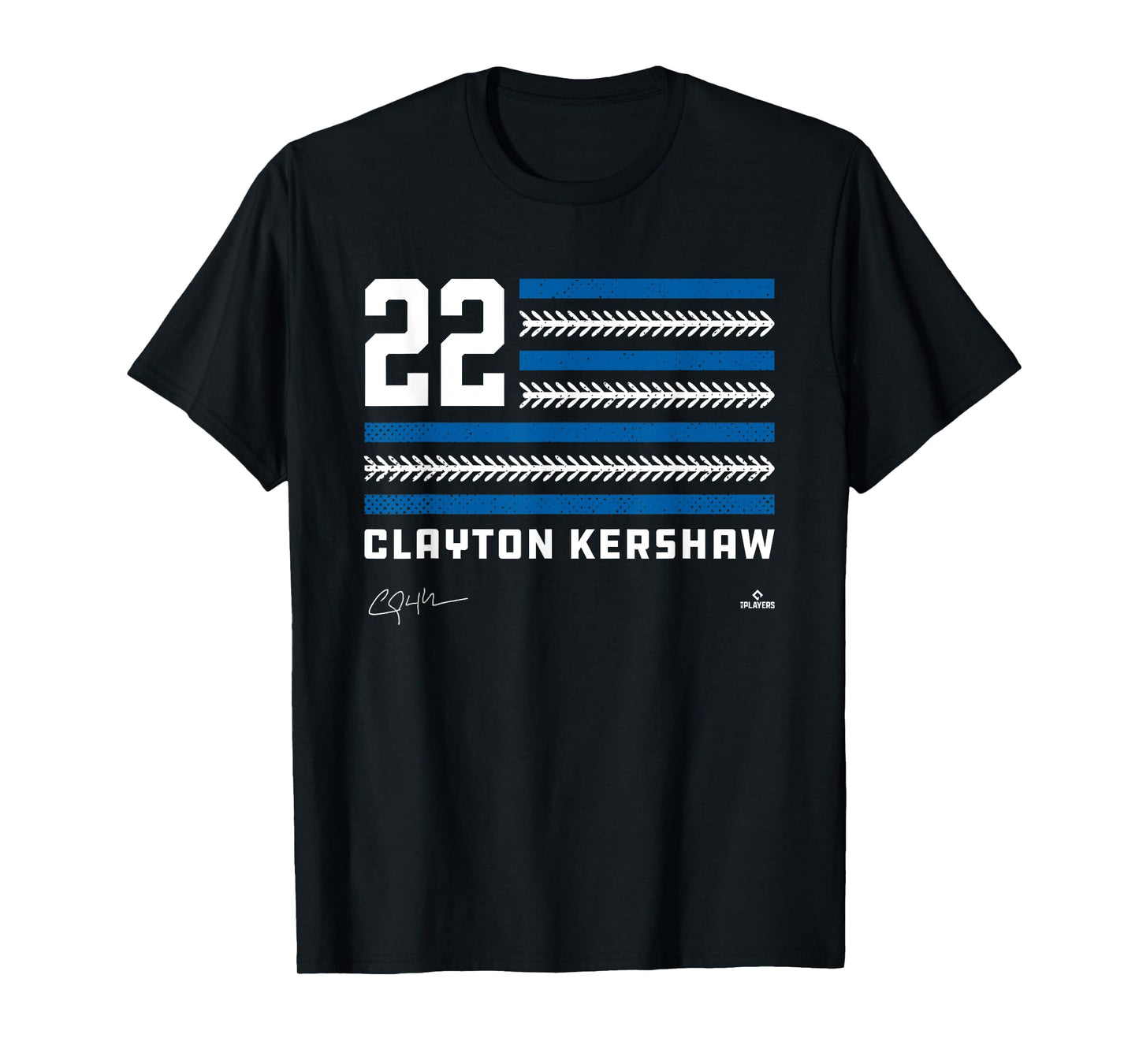 Flag Stripes Clayton Kershaw Los Angeles Baseball MLBPA T-Shirt