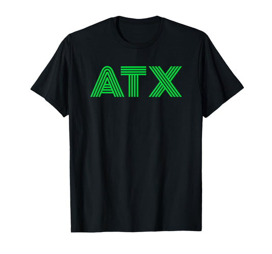 ATX / Austin TX Retro Design In Green T-Shirt