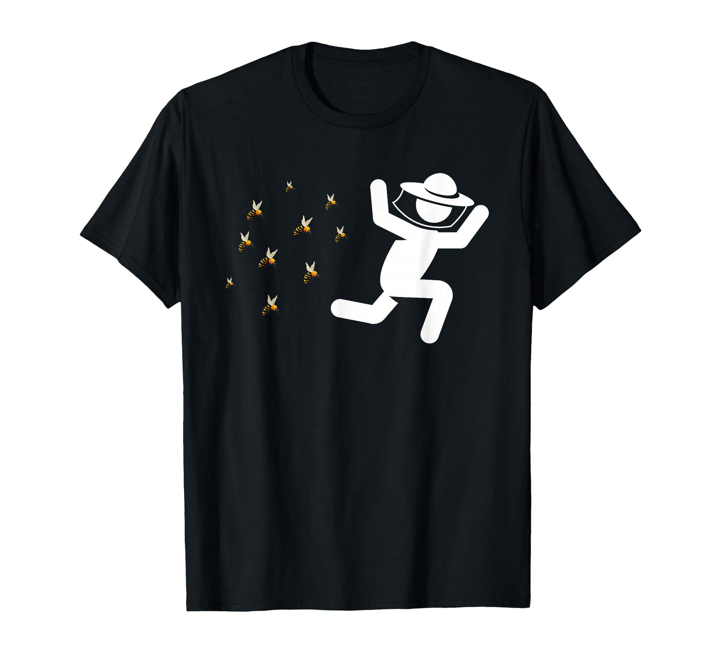 Beekeeper Chased By Bees Funny Honeybee Beekeeping Bee Lover T-Shirt