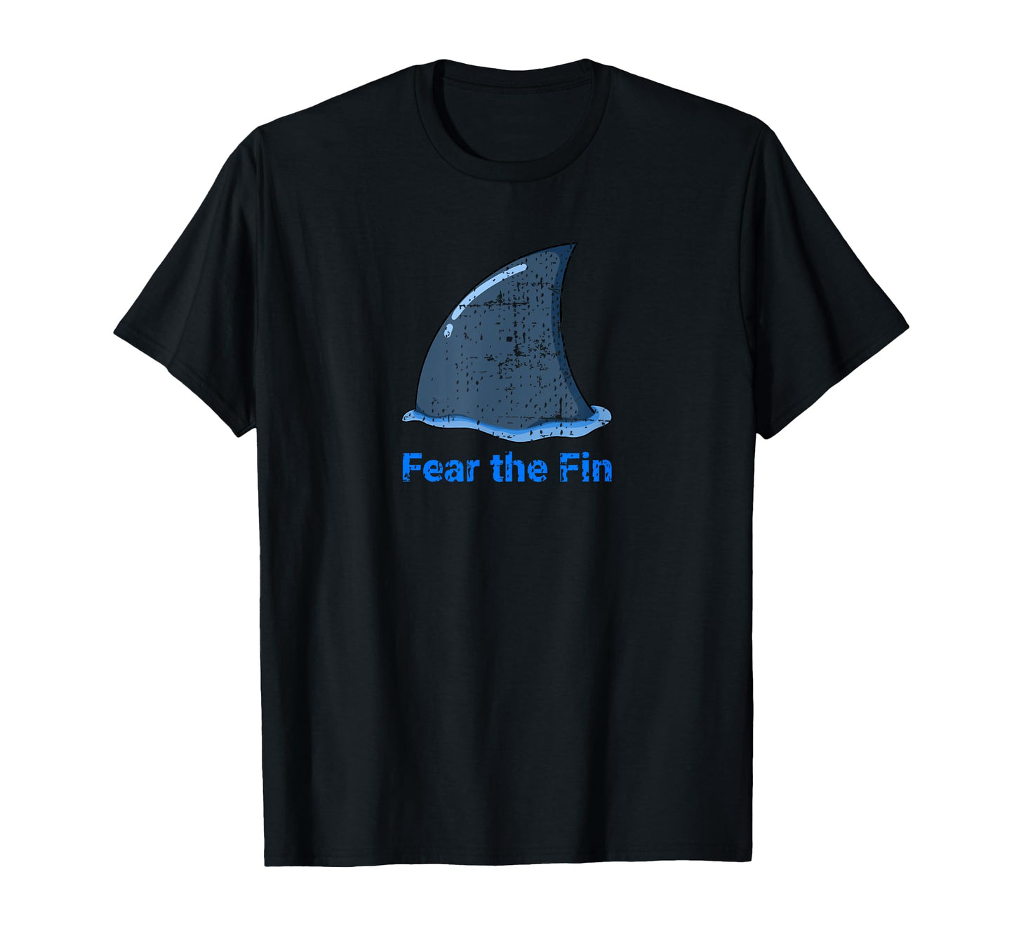 Fear the Fin Shark Fin Ocean Beach Funny Distressed T-Shirt