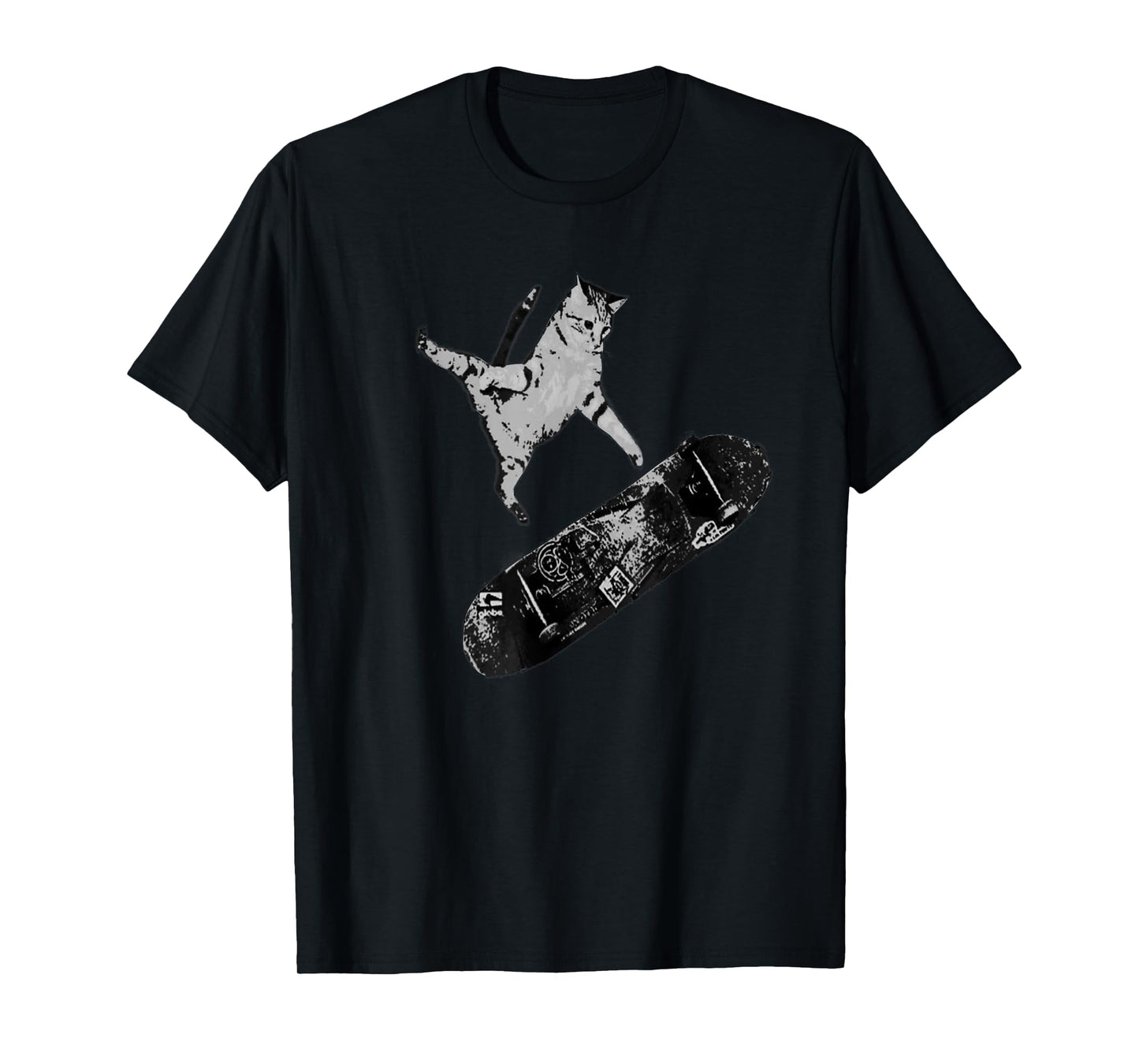 Cat on Skateboard Graphic Tee – Funny Kitten on Skateboard T-Shirt for Men Women