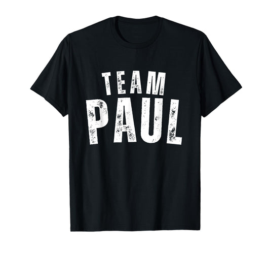 Paul Family Name Vintage Personalized Name T-Shirt for Unisex-Adults & Unisex-Kids, Black, Small, Short Sleeve