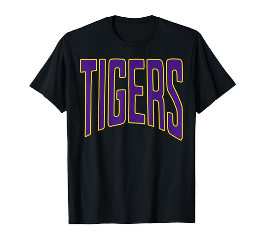 Tigers School Mascot Purple And Gold Tigers T-Shirt
