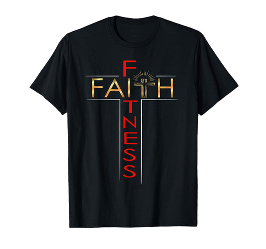 Faith Fitness Cross Christian Workout Modern Gym T-Shirt T-Shirt