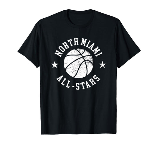 North Miami Vintage All-Stars Retro 80s Basketball T-Shirt