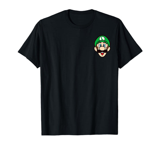 Super Mario Bros Luigi Left Chest Portrait T-Shirt