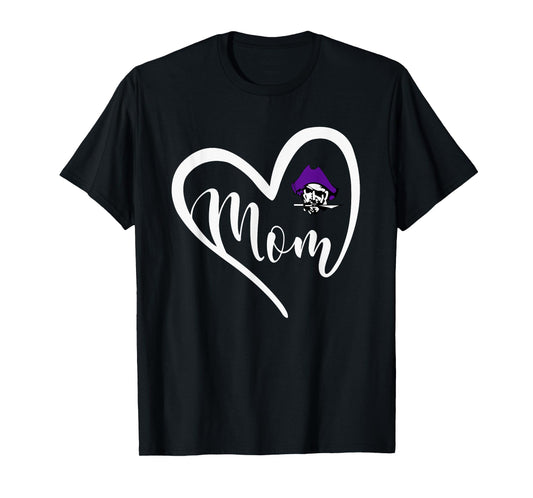 Merrillville Pirates Logo Heart Mom HS T-Shirt