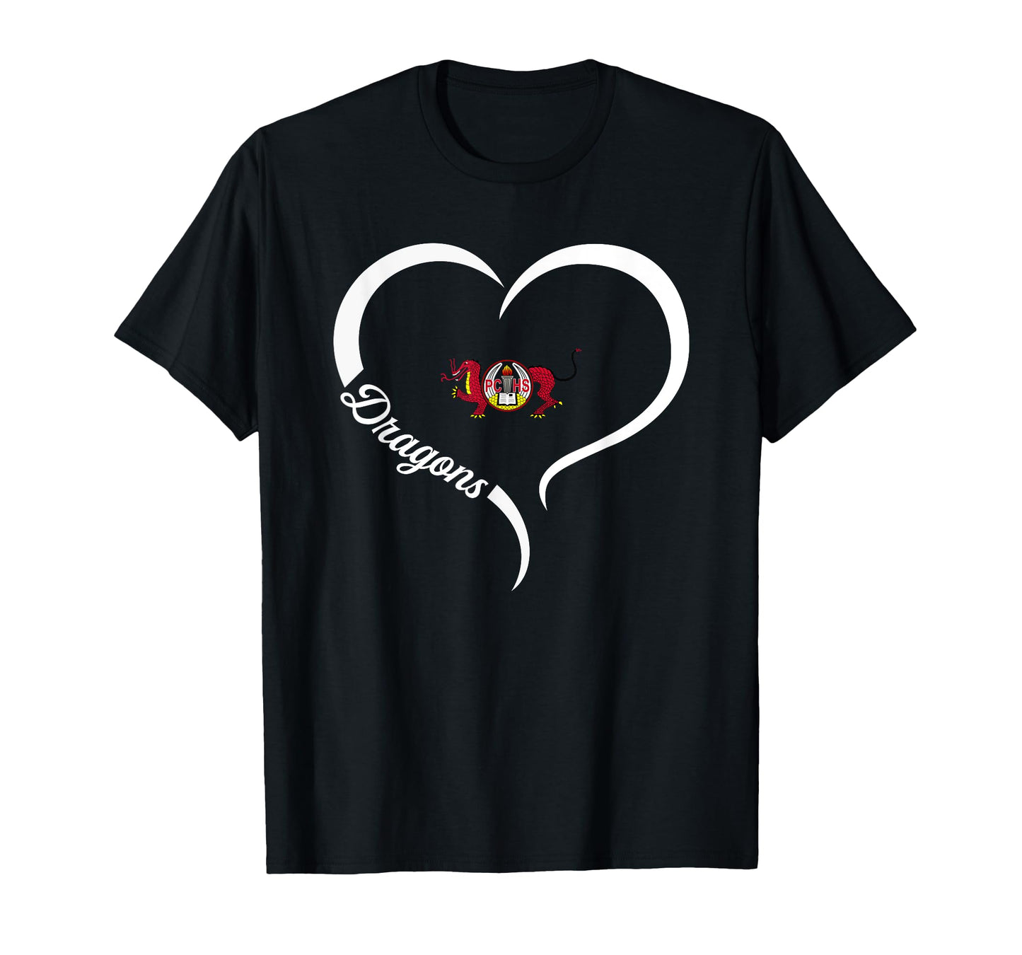Pekin Community Dragons Logo Half Heart Slogan HS T-Shirt