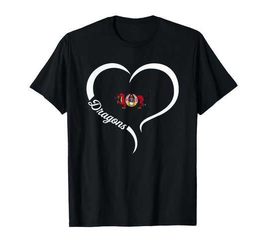 Pekin Community Dragons Logo Half Heart Slogan HS T-Shirt