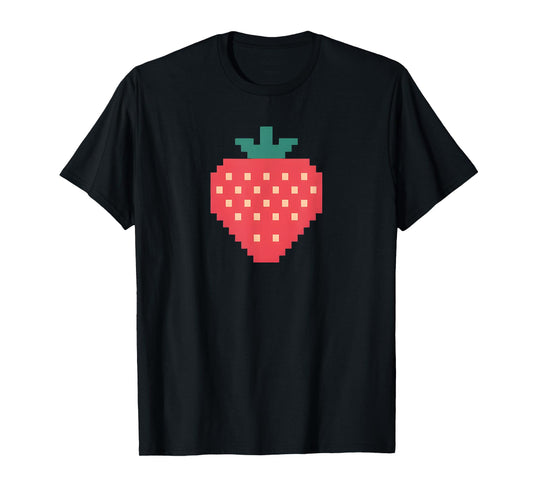 Pixel Strawberry 80s Video Game Funny Halloween Costume T-Shirt
