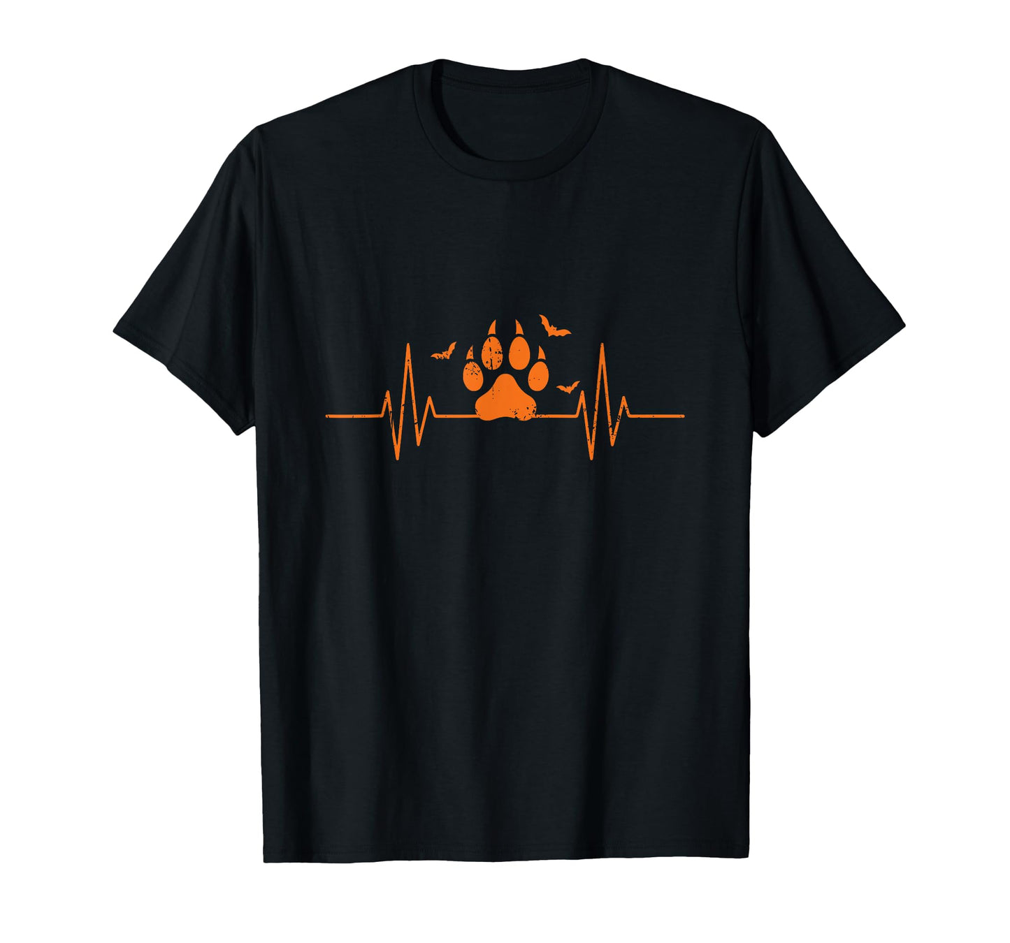 Paw Print Heartbeat EKG Line Halloween T-Shirt