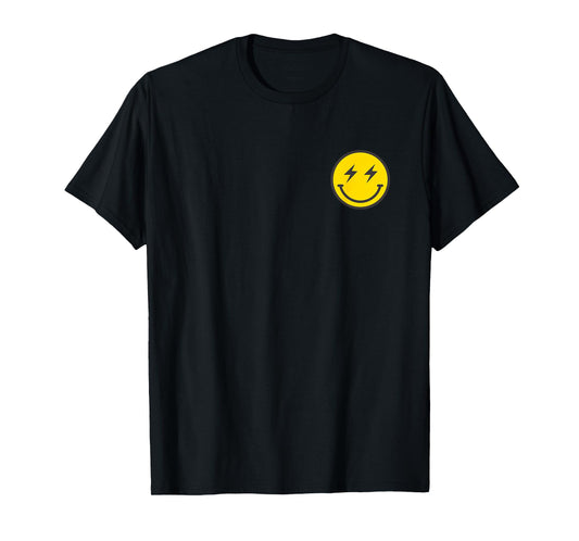 Minimalist 80s Lightning Bolt Eyes Happy Smiling Smile Face T-Shirt