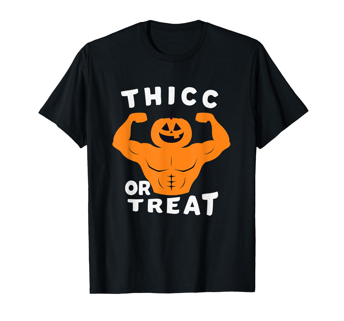Thicc Or Treat , funny halloween muscule pumpkin tee T-Shirt