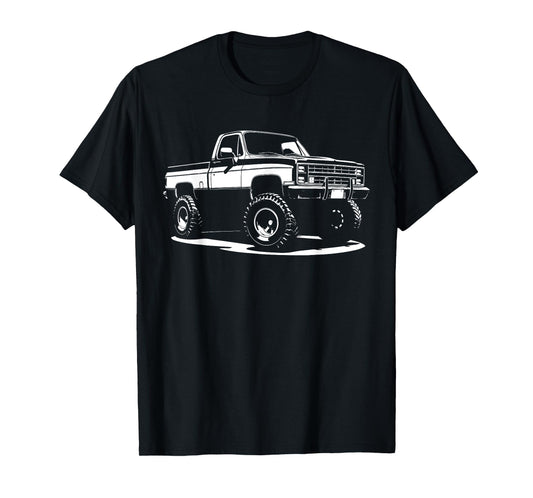 Mid 80's K10 Squarebody Truck Silhouette K10 4x4 Squarebody T-Shirt