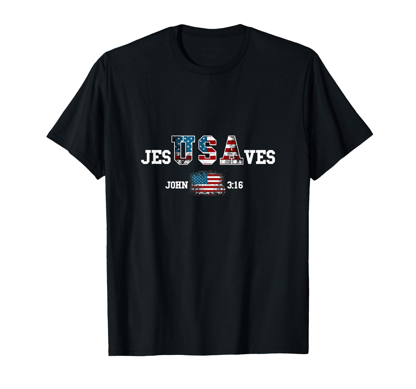 Jesus Saves USA American Flag Patriotic Christian Women Kids Men T-Shirt