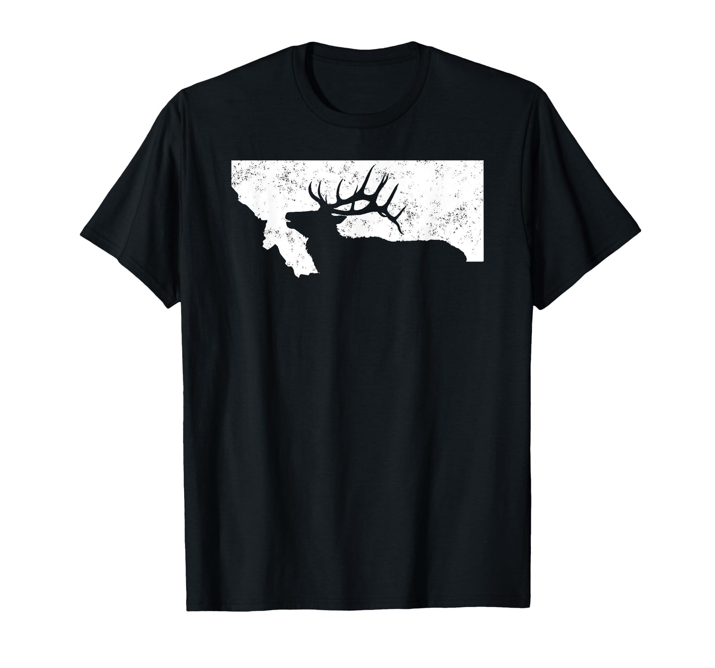 Montana Elk Hunting Shirt - Bull Elk MT State Shape T-Shirt