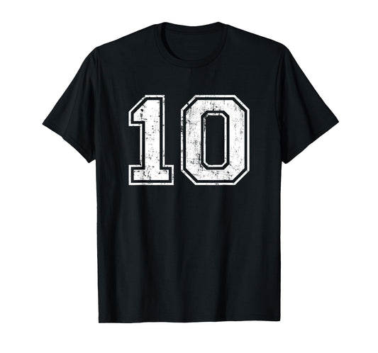 Number 10 Distressed Vintage Ten Sports Training Practice T-Shirt