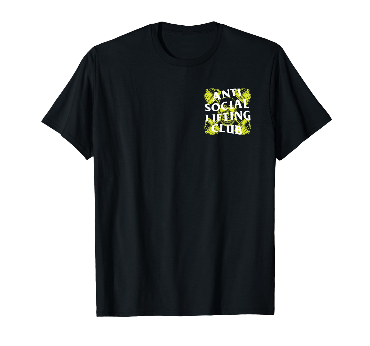 Anti Social Lifting Club: Barbells Crossed Skull Yellow T-Shirt