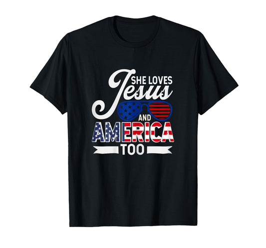 She Loves Jesus And America Too T-Shirt