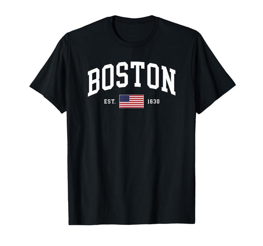 Boston Massachusetts July 4th US Flag Retro Throwback T-Shirt
