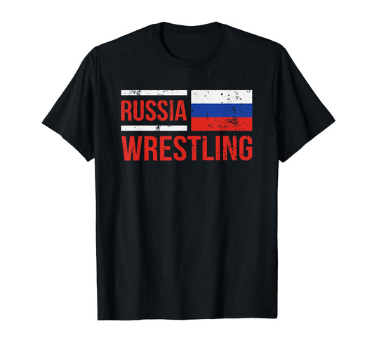 Russia Wrestling RUS Flag Amateur Wrestler Grappling T-Shirt