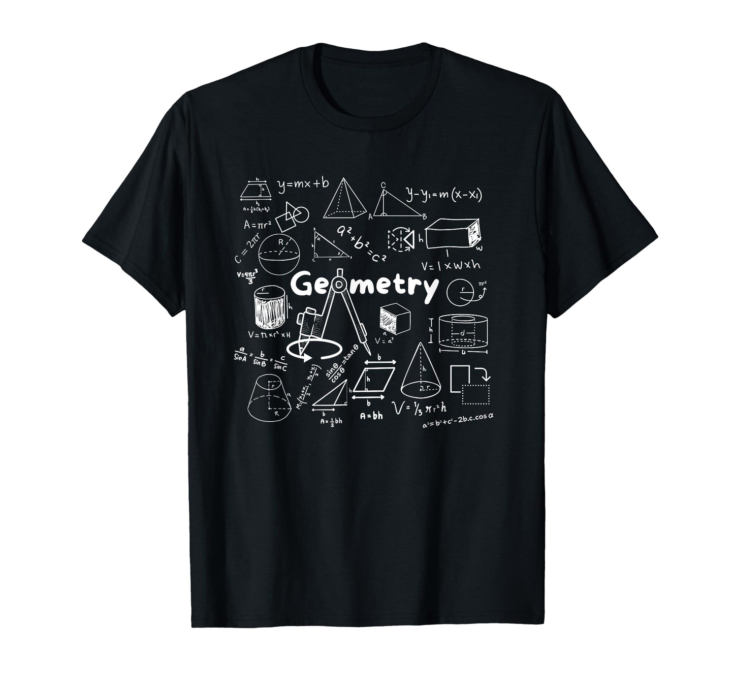 Geometry Lover's Shapes Equations & Formulas Cool Math Geek T-Shirt