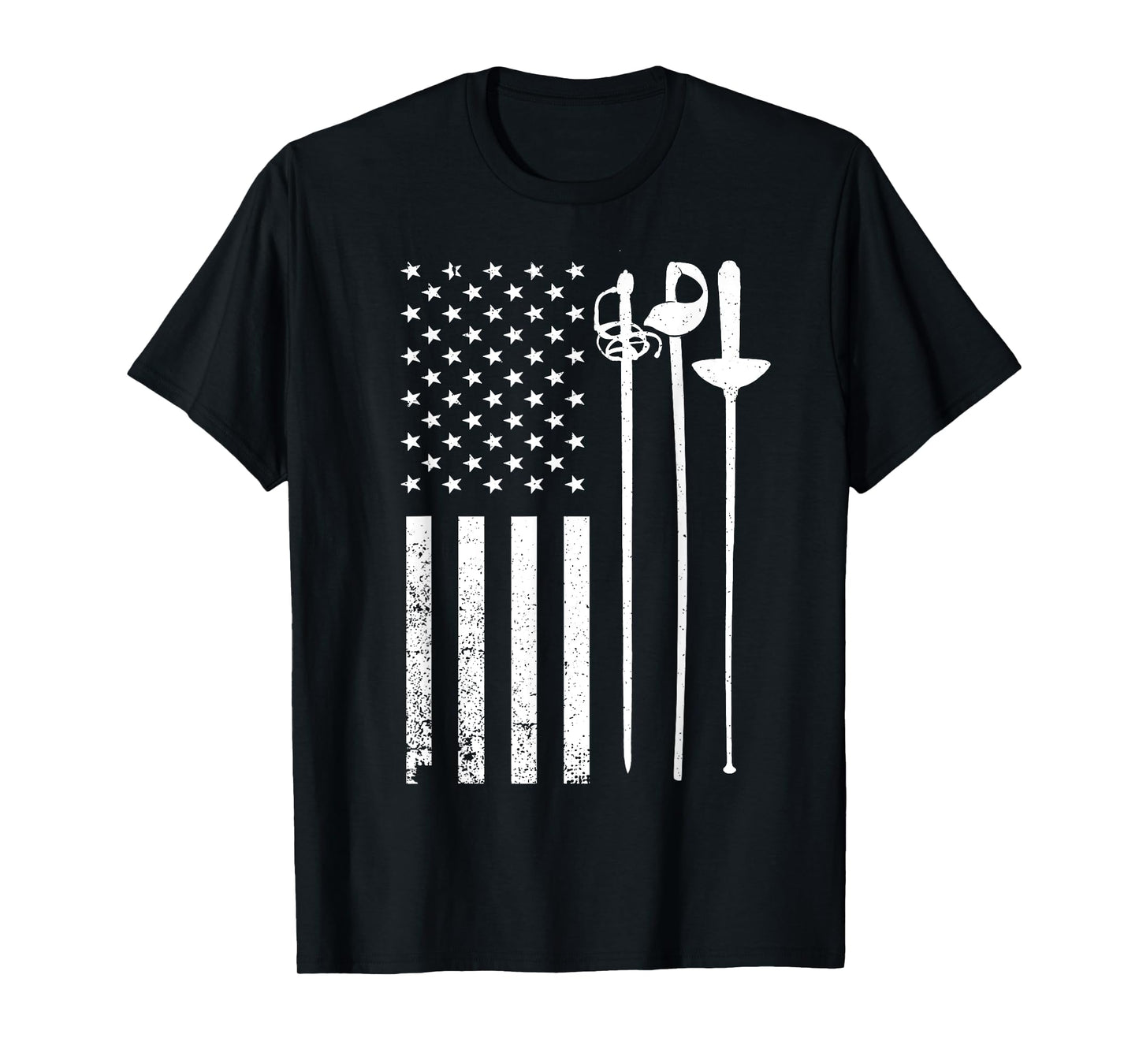Cool Fencing Art For Men Women American Flag Fencing Coach T-Shirt