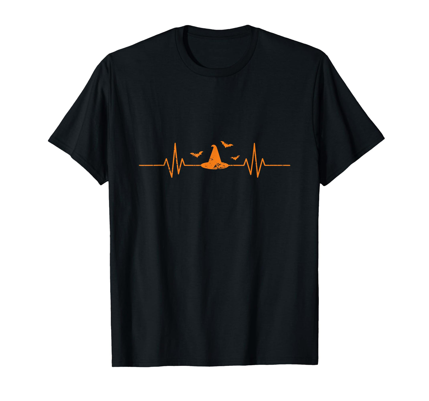 Witch Hat Heartbeat EKG Line Halloween T-Shirt