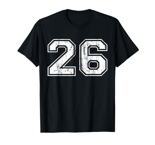 Number 26 Distressed Vintage Twenty Six Sports Team Practice T-Shirt