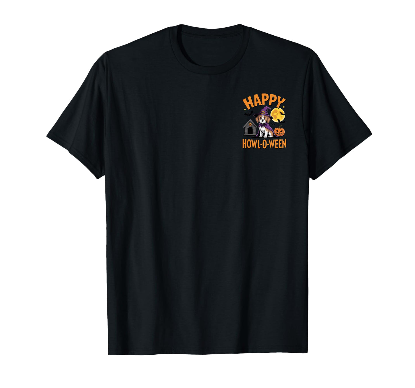 Happy Howl-O-Ween Dog Costume Halloween Moon Pumpkin Design T-Shirt