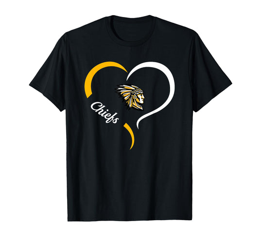 Sequoyah Chiefs Logo Half Heart Slogan HS T-Shirt