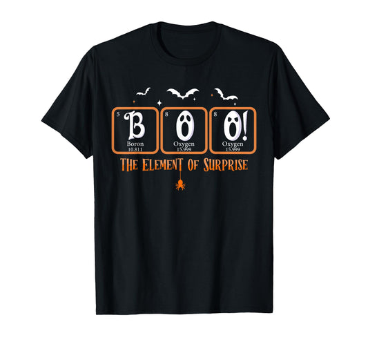 Cute Chemistry Boo The Element Of Surprise Chemist Halloween T-Shirt