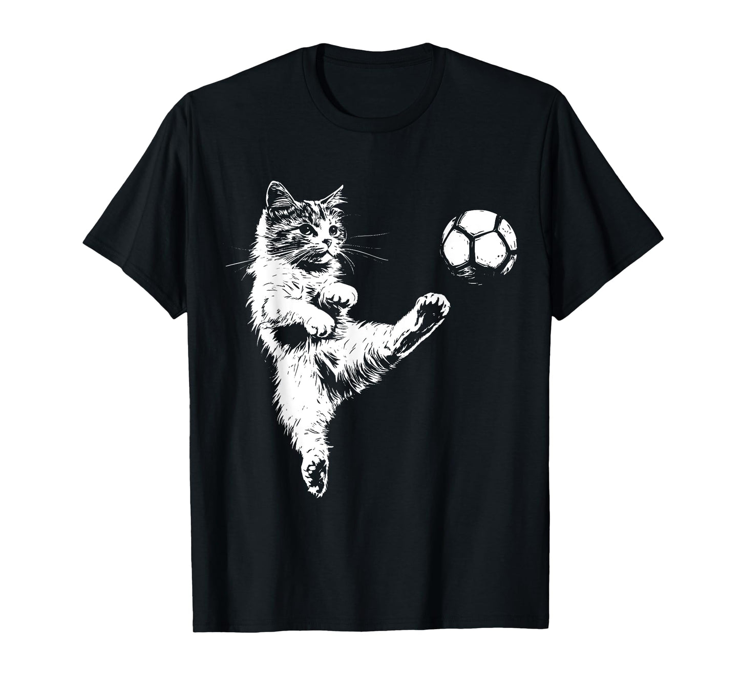 Funny Cat Soccer Ball Graphic Men Women Girls Kids T-Shirt