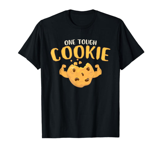 One Tough Cookie - Funny Cute Baking Biceps Tee - Women's Unisex Adults Black Short Sleeve T-Shirt - Small