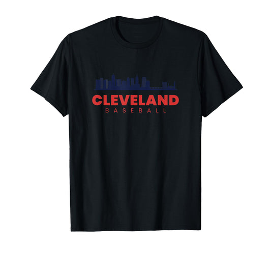 Cleveland Baseball Vintage City Skyline Retro Baseball Lover T-Shirt