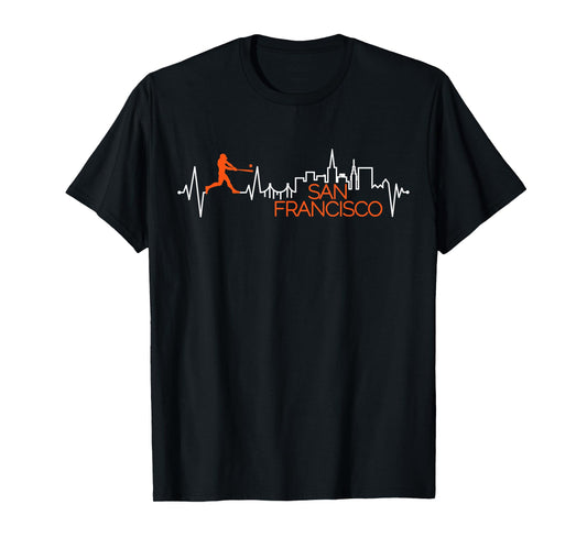 Vintage San Francisco Skyline Baseball Heartbeat Men Women T-Shirt