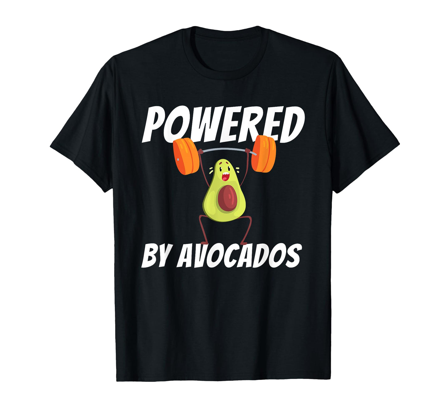 Powered By Avocados Barbell Gym - Avocado Lover & Guacamole T-Shirt
