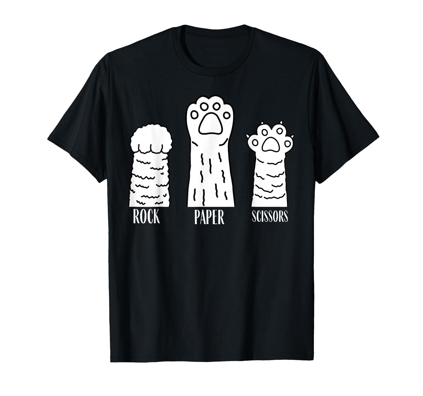 Rock Paper Scissors Hand Game Cute Cat Paw Funny Cat Lovers T-Shirt