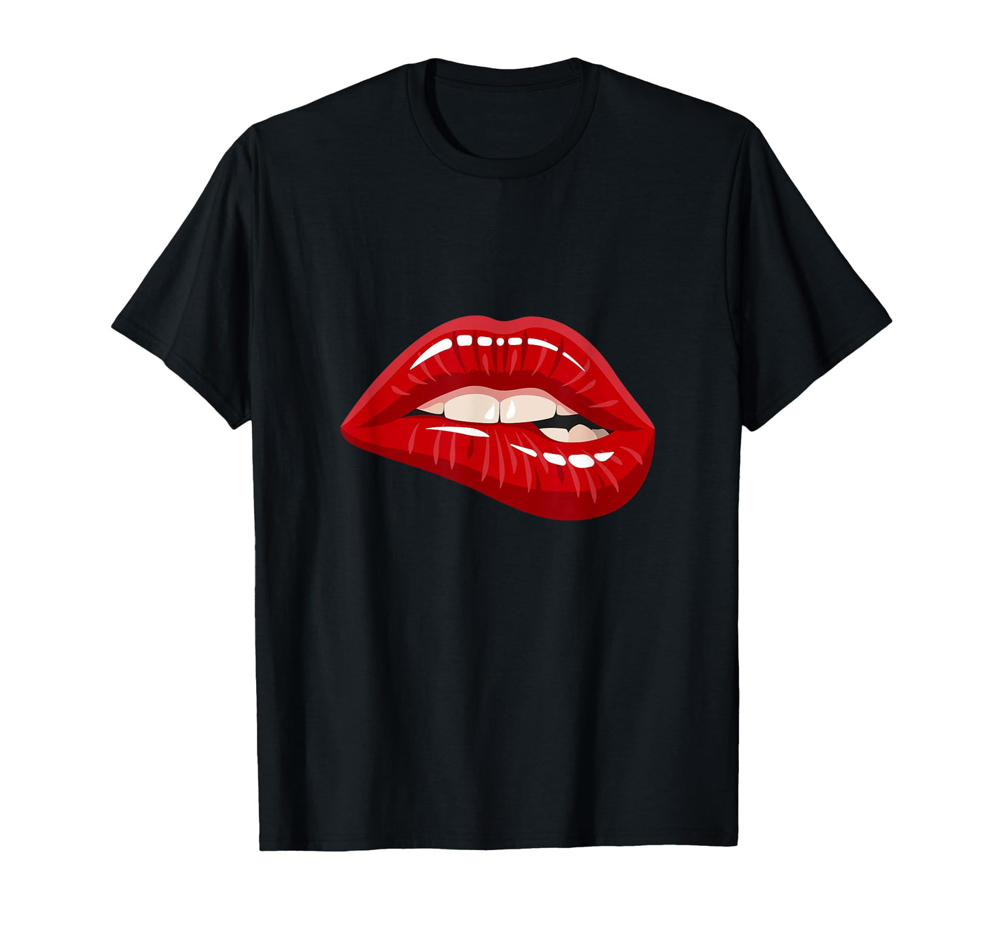 Men's Women's Graphic Tees - Red Biting Lips Short Sleeve T-Shirt