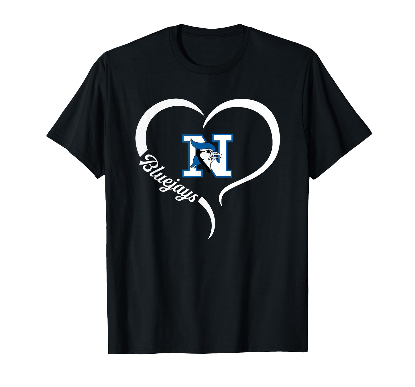 Needville Bluejays Logo Half Heart Slogan HS T-Shirt