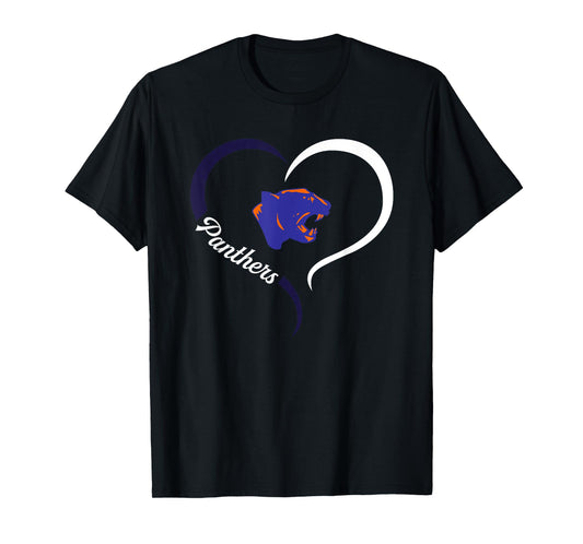 Oswego Panthers Logo Half Heart Slogan HS T-Shirt