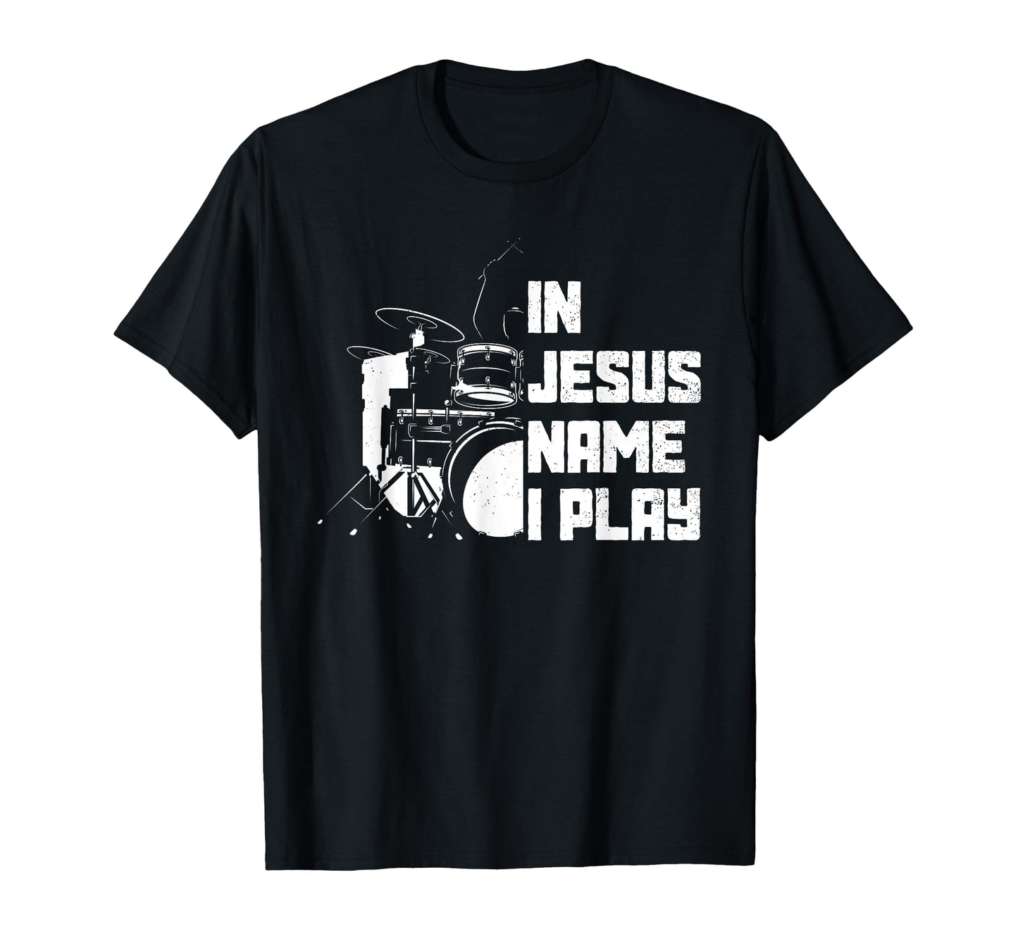 Vintage Drumset Christian Drummer In Jesus Name I Play Drum T-Shirt