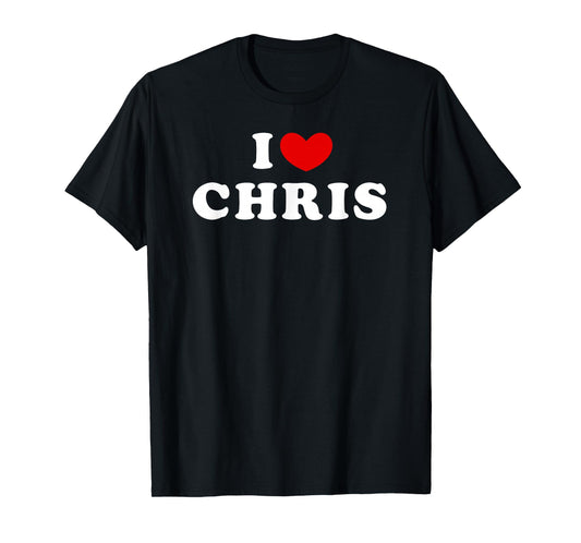 I Love Chris, I Heart Chris T-Shirt, Small, Black